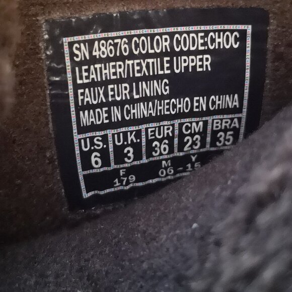 Skechers Ladies Dark Brown Leather Upper with Faux Fur Boots - Picture 5 of 9